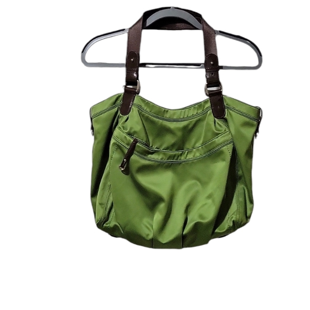 Liz Claiborne Lime Green Nylon Hobo Vintage Shoulder Purse
